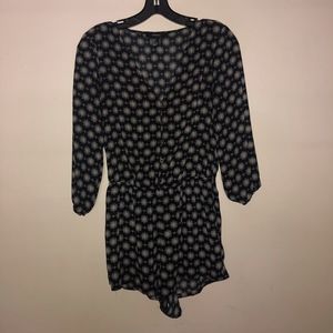 Black/Tan Long Sleeve Romper